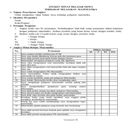 Angket minat belajar siswa