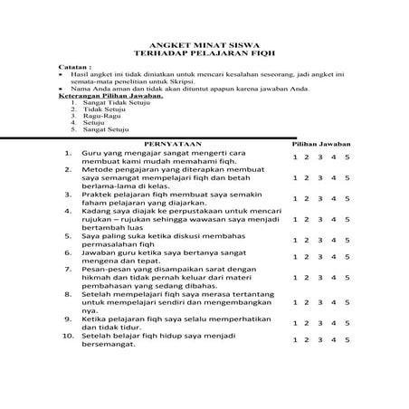 Angket minat siswa