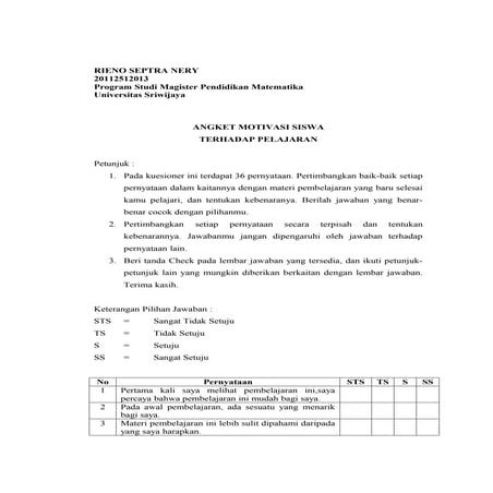Contoh Angket Sikap