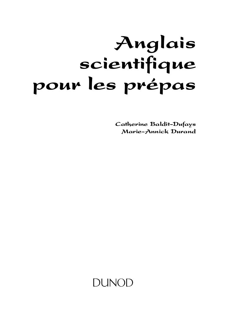Anglais Scientifique Pour Les Pr Pas Ll Copie