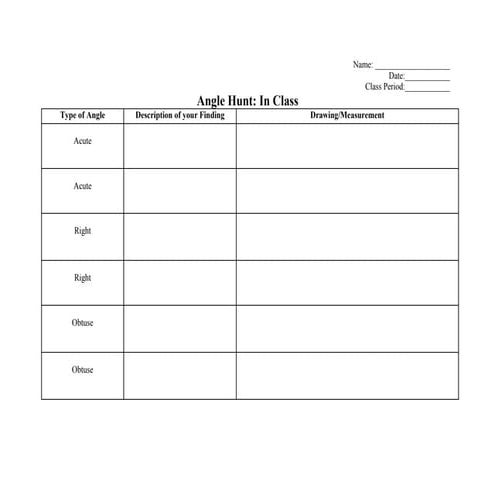 Angle Hunt Worksheets