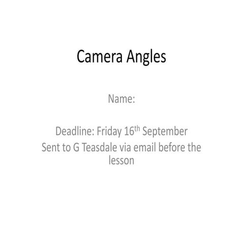 Camera Angles and movements