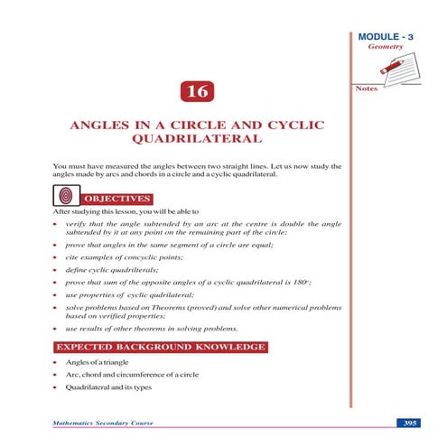 Angles in a circle and cyclic quadrilateral  --GEOMETRY
