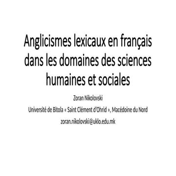 Anglicismes lexicaux en français dans les sciences humaines et sociales ...