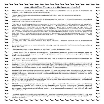 Ang maikling kwento ng dalawang anghel