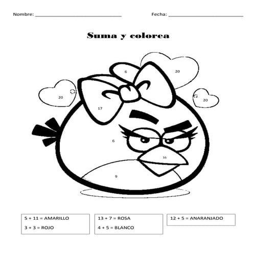 Angry Bird Color By Number Coloring Pages