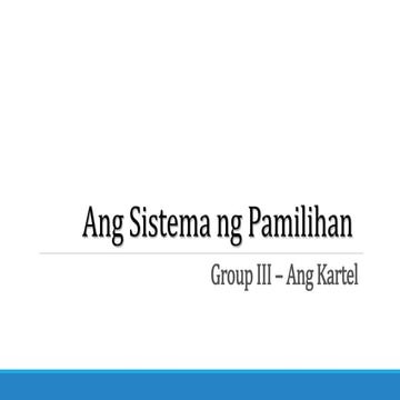 Ang Sistema ng Pamilihan (Uri ng Pamilihan)