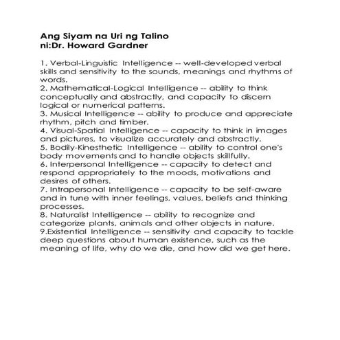 Ang siyam na uri ng talino