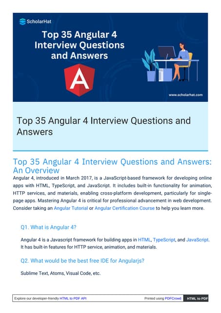 Angular 4 Interview Questions PDF By ScholarHat