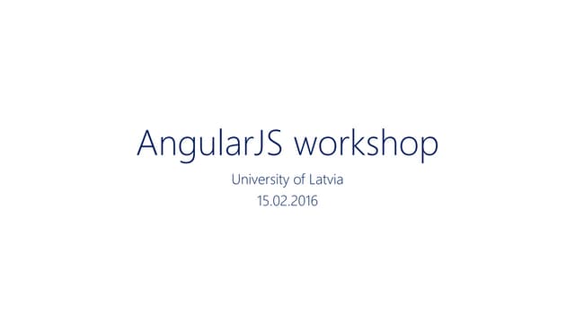 Angular js workshop