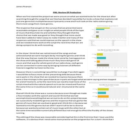 An hour long show report by james pearson