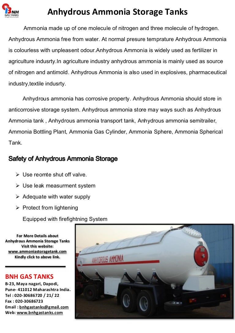 Anhydrous ammonia storage tanks