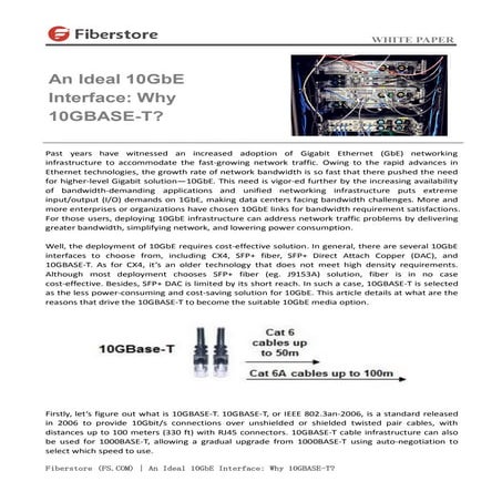 An ideal 10 gbe interface why 10gbase t