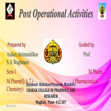 post oprational activities