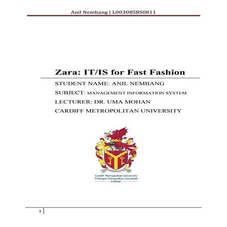 Anil nembang: ZARA CASE STUDY