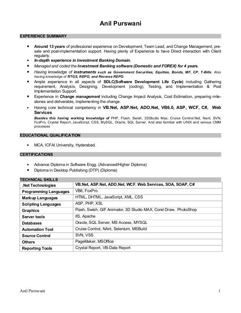 anil purswani resume