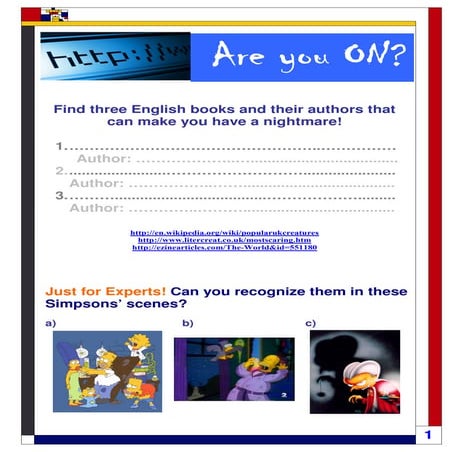 The Horror Genre - reading encouragment activity 1