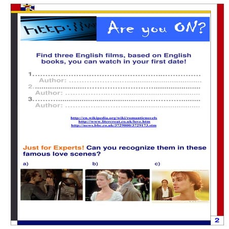 The Romantic Genre - reading encouragment activity 1