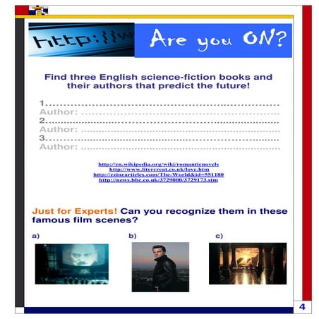 The Science Fiction genre - reading encouragment activity 1