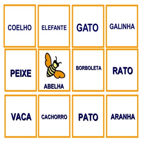Fichas para jogo pareamento imagem/palavra
