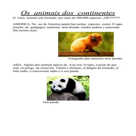 Animais dos continentes