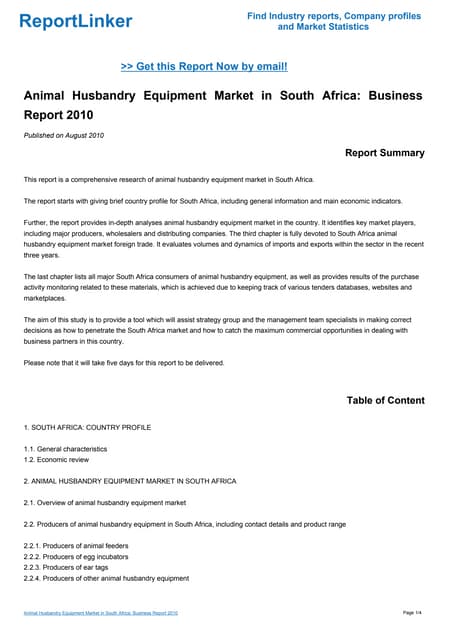 Animal Feed Market in Sri Lanka: Business Report 2010