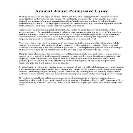 Animal Abuse Persuasive Essay