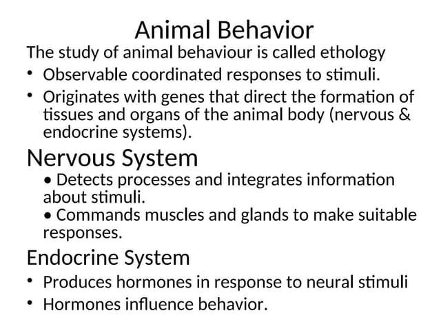 Animal behavior in physiology, types of behavior