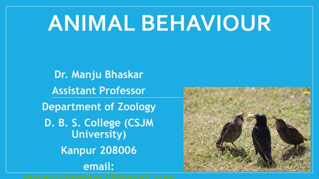 Animal Behaviour: Kinds of Behaviour