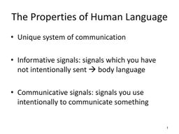 Animal communication and human language | PPT