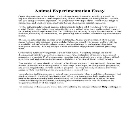 Animal Experimentation Essay. Experimenting on Animals - Free Essay Example  ...
