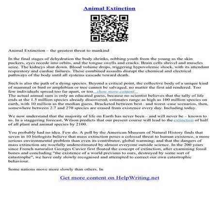 Animal Extinction Essay
