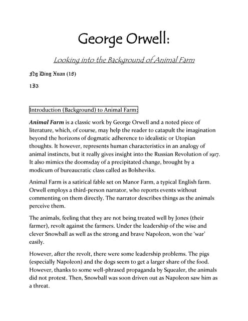 Satire in animal farm essay