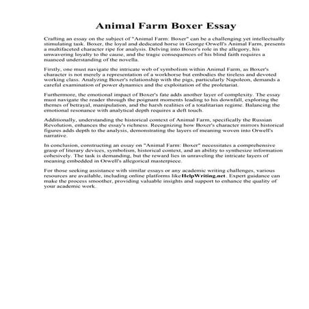 Animal Farm Boxer Essay. . Analysis of the role of Boxer in Animal Farm - GCS...