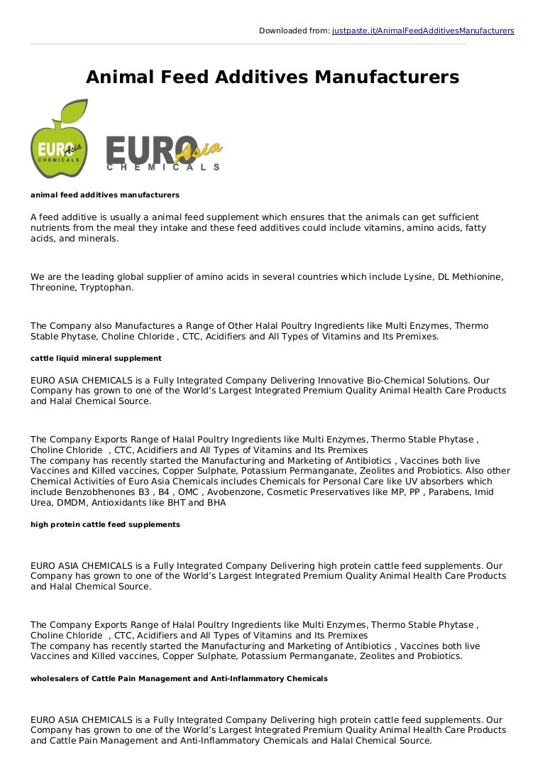 Animal feed additives manufacturers