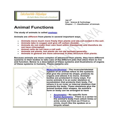 Animal functions