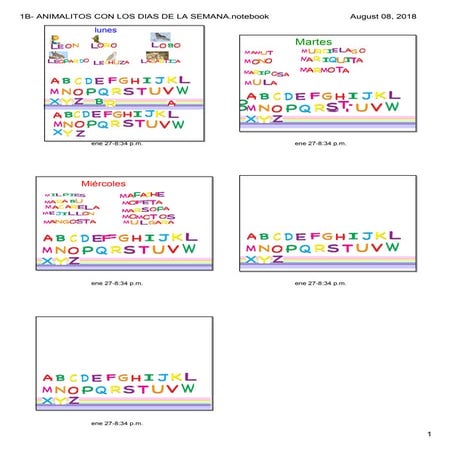 Animalitos c los dias de la semana