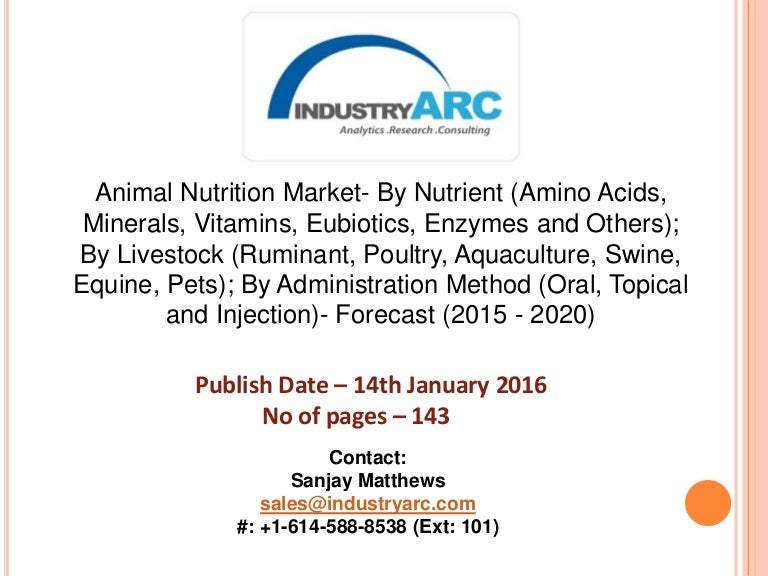 Animal Nutrition Market Volume 2015-2020