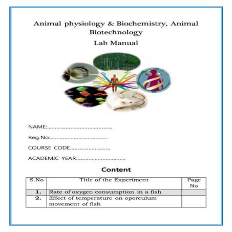 Animal physiology and biochemistry lab manual