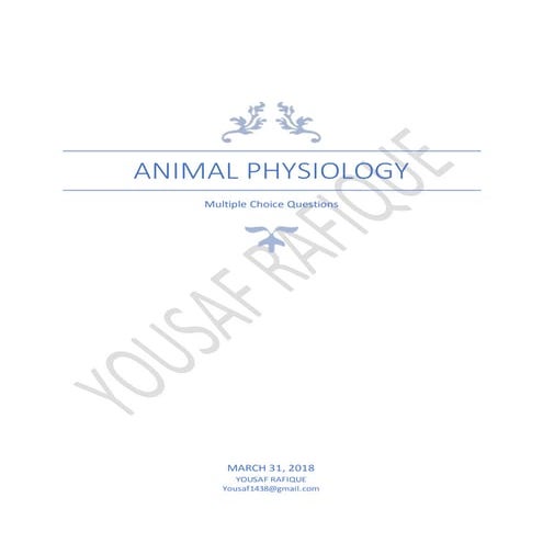 Multiple Choice Questions of Animal physiology
