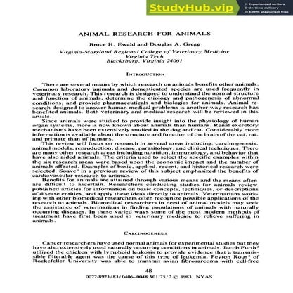 ANIMAL RESEARCH FOR ANIMALS