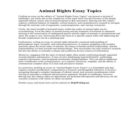 Animal Rights Essay Topics