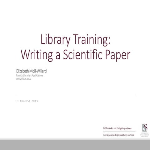 Writing a scientific paper training