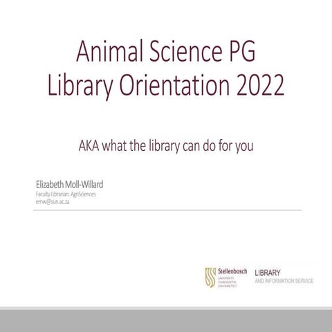 Animal science postgraduate orientation 2022