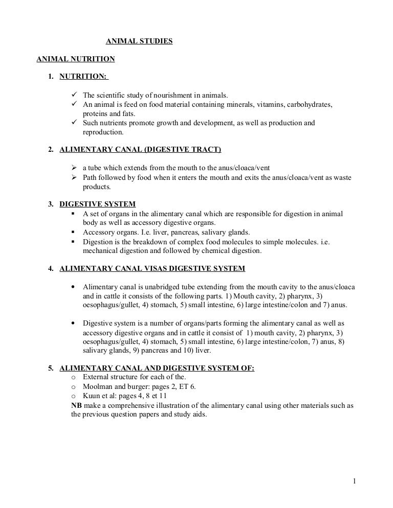 Grade 12 Agricultural Science Notes Animal nutrition