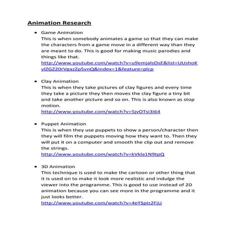 Animation research