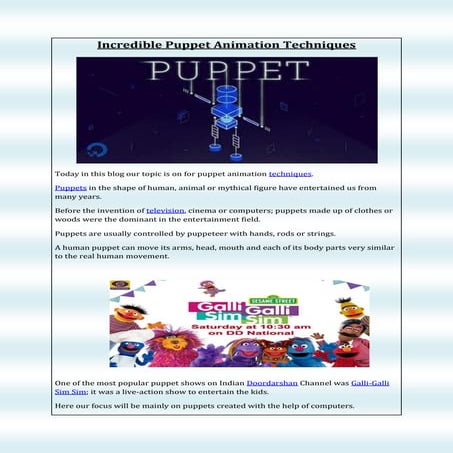Incredible Puppet Animation Techniques