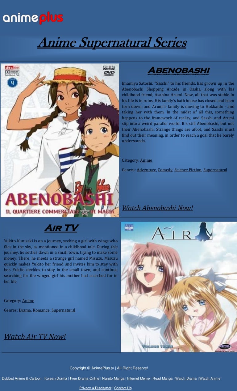 Anime Supernatural Series