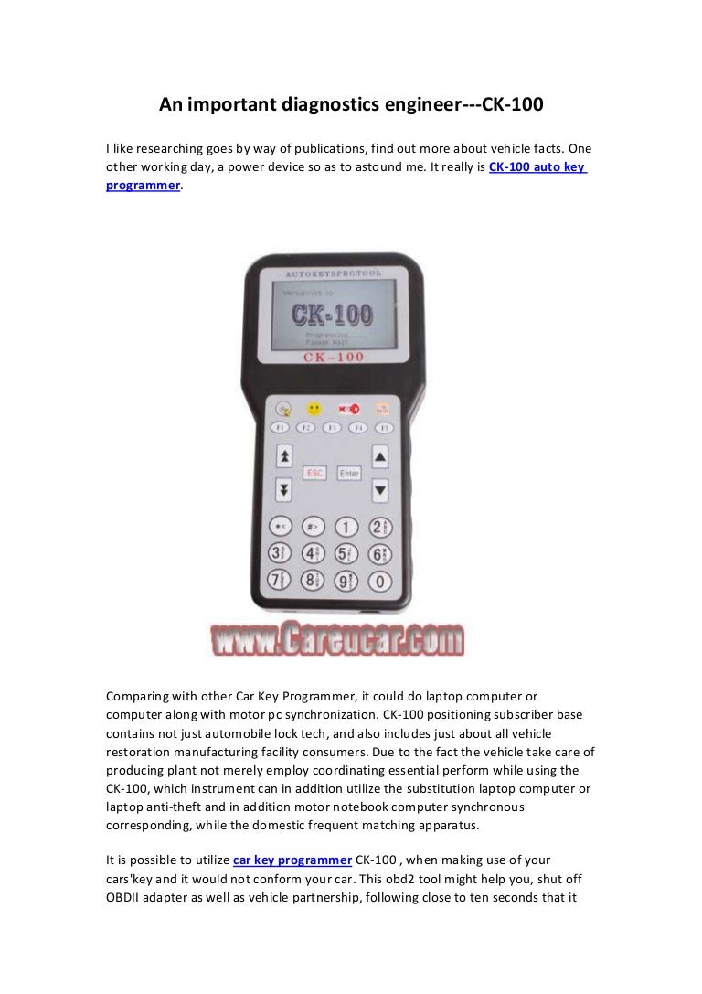 An important diagnostics engineer ck100
