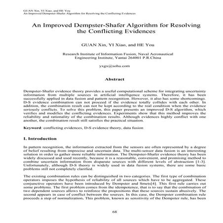 An improved demspter shafer algorithm for resolving conflicting events